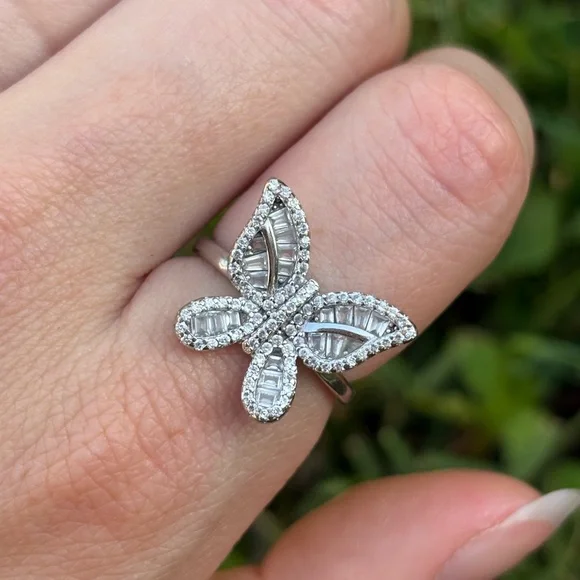 Sterling Silver Sparkling Butterfly Ring - Picture 2 of 6